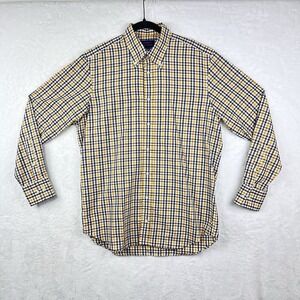 McCulleys Highlands NC Button Down Shirt Mens L  Gold Brown White Plaid‎ NWOT